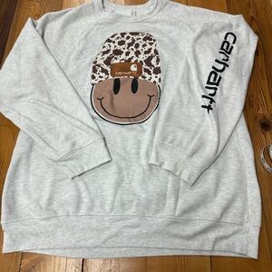 Women’s Bella Canvas Gray Carhartt Smiley Face